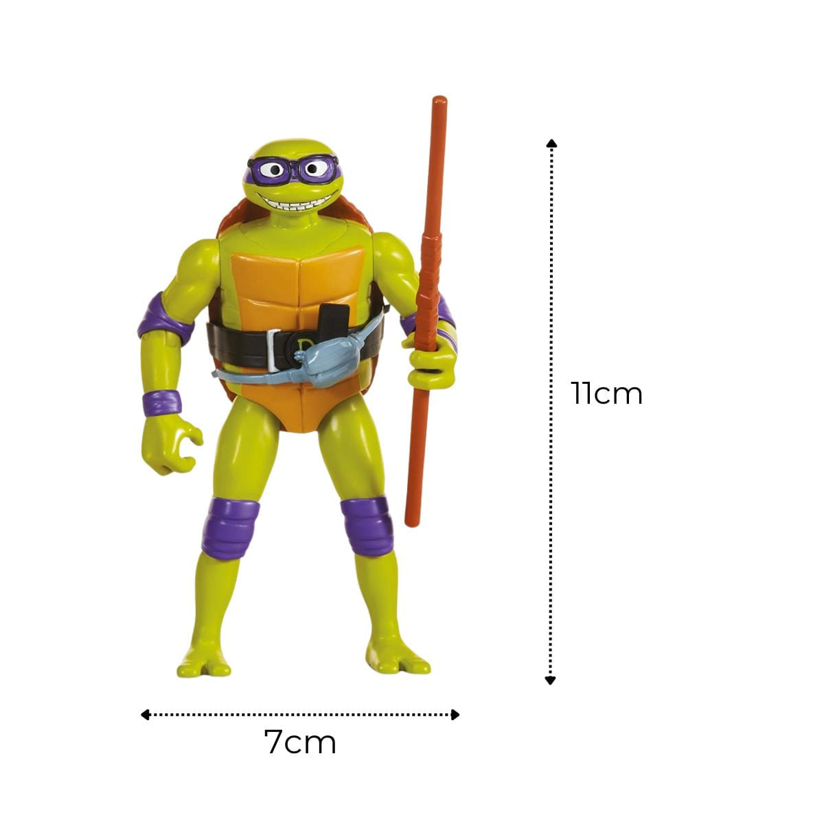 Boneco Colecionável Donatello Tartarugas Ninja com Cabeça Retrátil, Articulado e com Acessórios – 11cm de Altura, Produto Licenciado