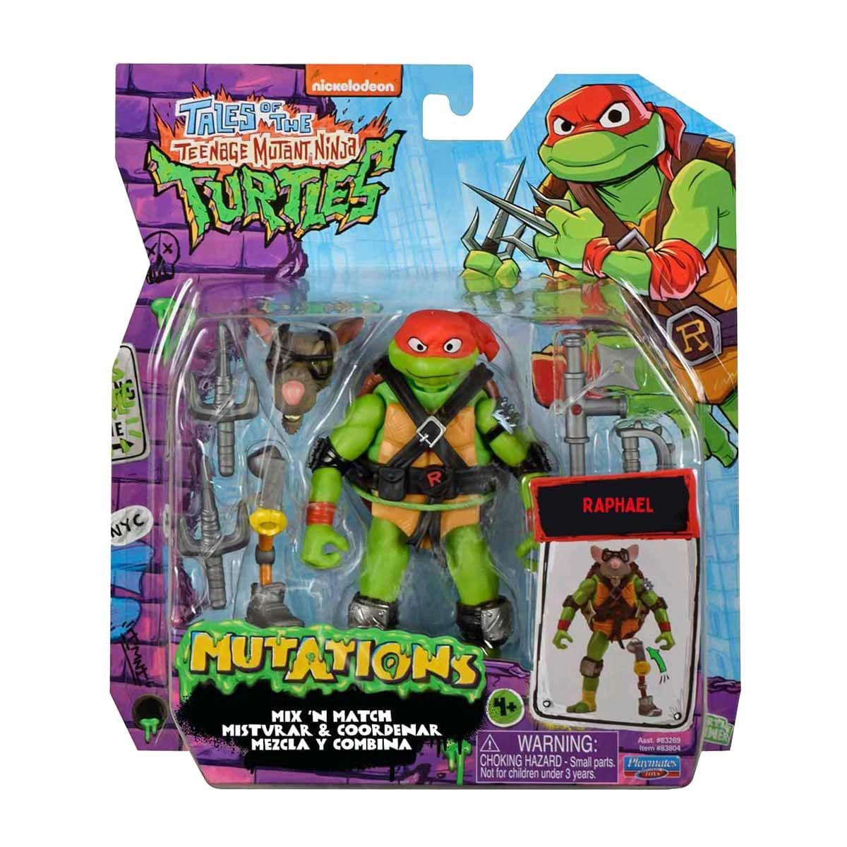 Boneco Raphael Tartarugas Ninja Mutations Original Sunny Brinquedos – Articulado, com Acessórios para Combate e Troca de Peças Interativas