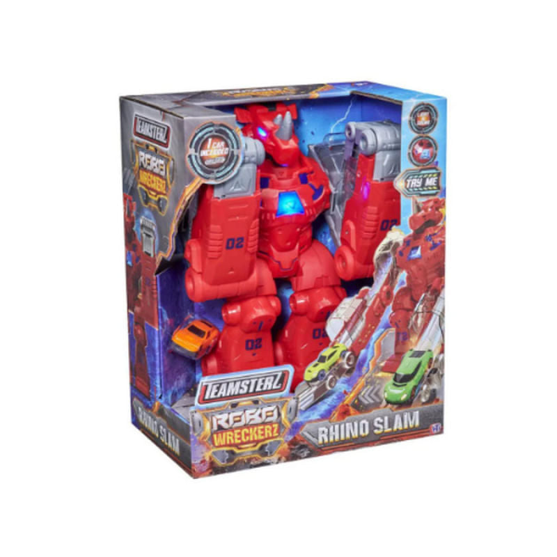 ROBÔ WRECKERS LANÇADOR DE CARROS RHINO SLAM - FUN