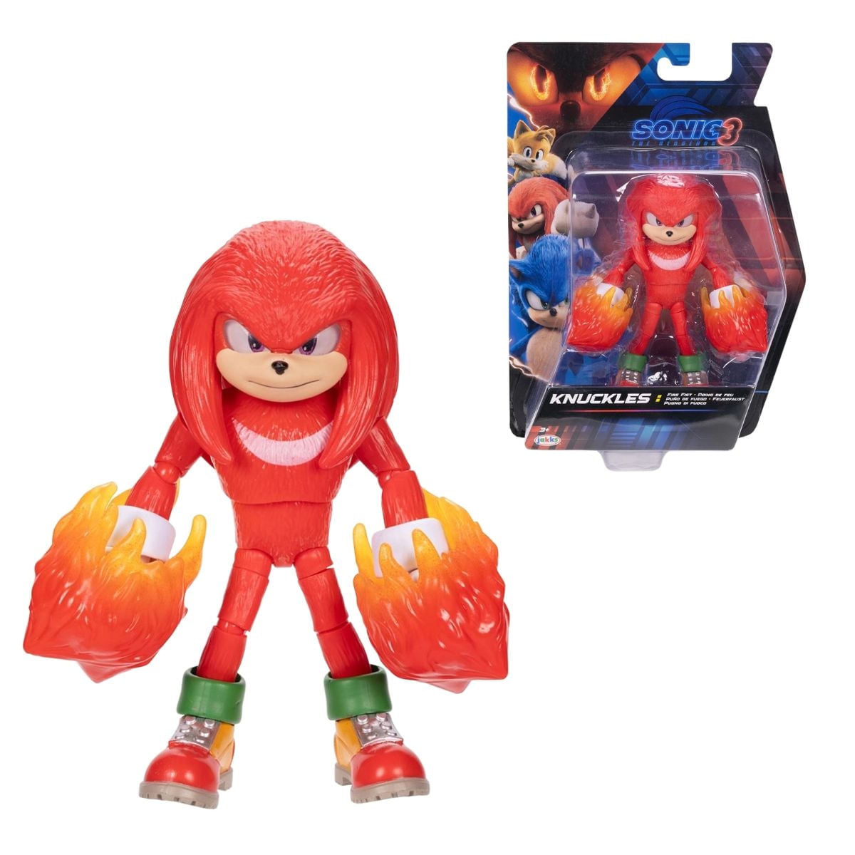Boneco Knuckles Sonic 3 Articulado Punhos de Fogo Figura de Ação Sunny