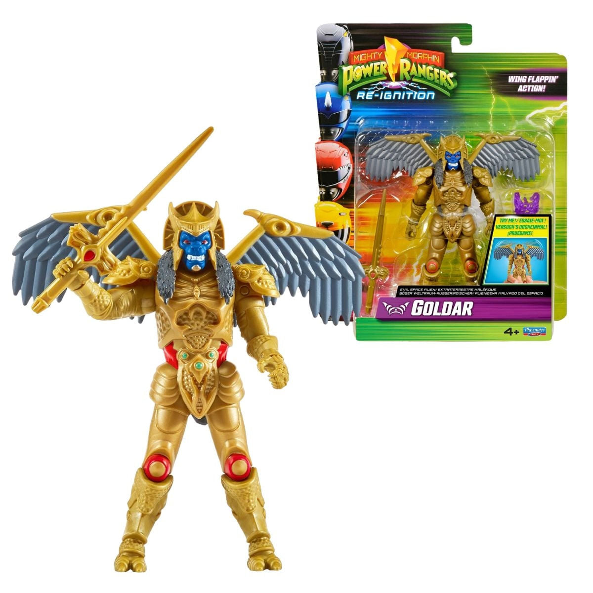 Boneco Goldar Power Rangers Vilão Articulado Com Asas Movimento E Espada