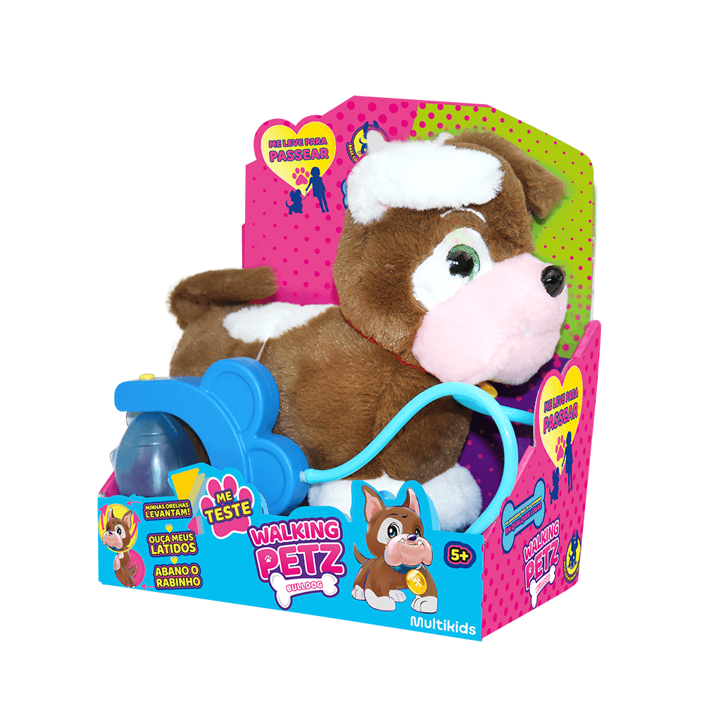 Pelúcia Cachorrinho Walking Petz Bulldog Multikids - BR1874