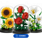 Redoma Girassóis, Rosas e Lírios Branco | COMBO