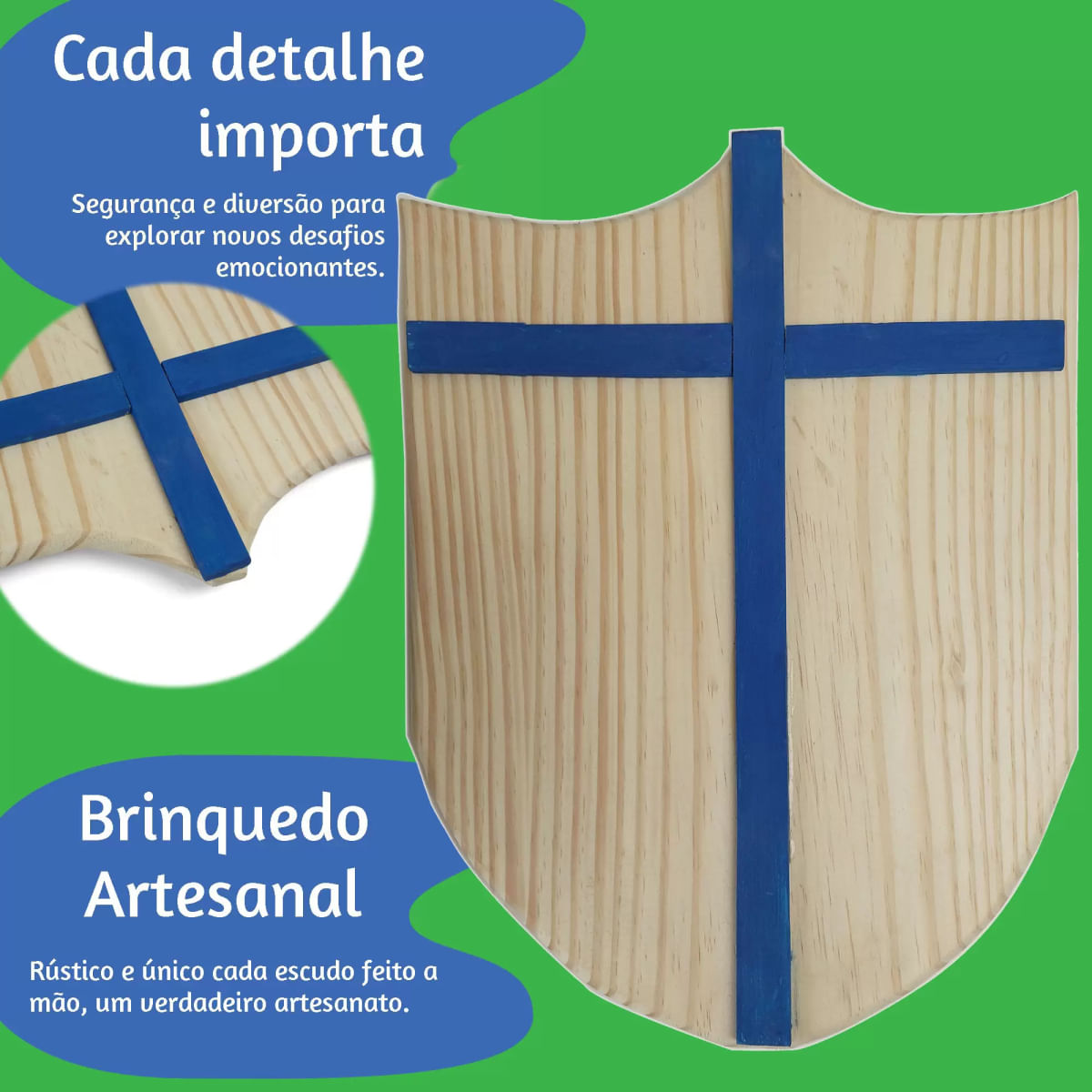 KIT ESPADA E ESCUDO DE MADEIRA MEDIEVAL BRINQUEDO WALDORF
