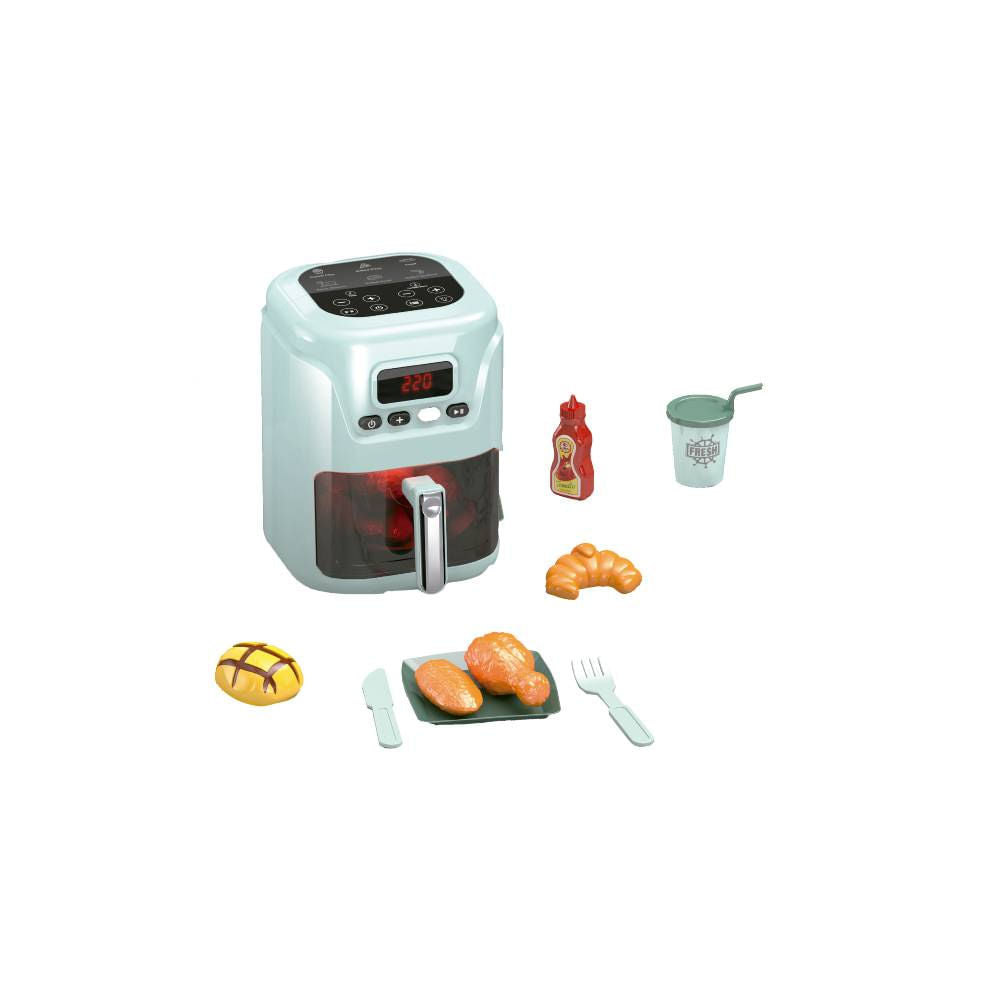 Mini Cozinha - Airfryer Infantil com Luz, Som e Alimentos que Mudam de Cor!