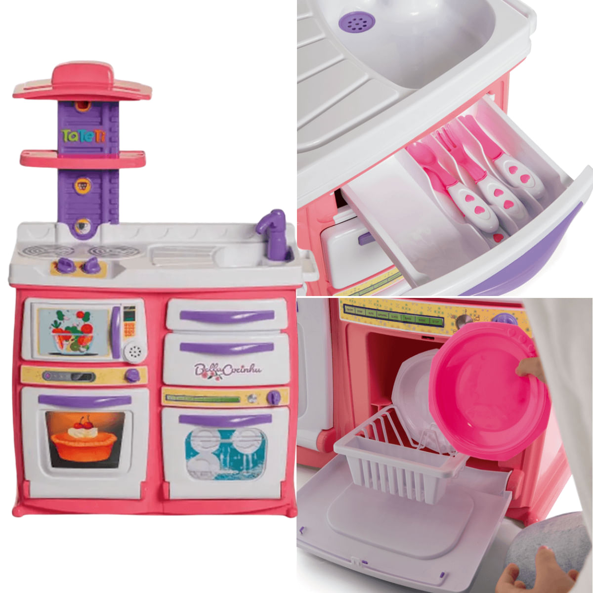 Cozinha de Brinquedo Faz de Conta Tateti Bella Cozinha Com agua