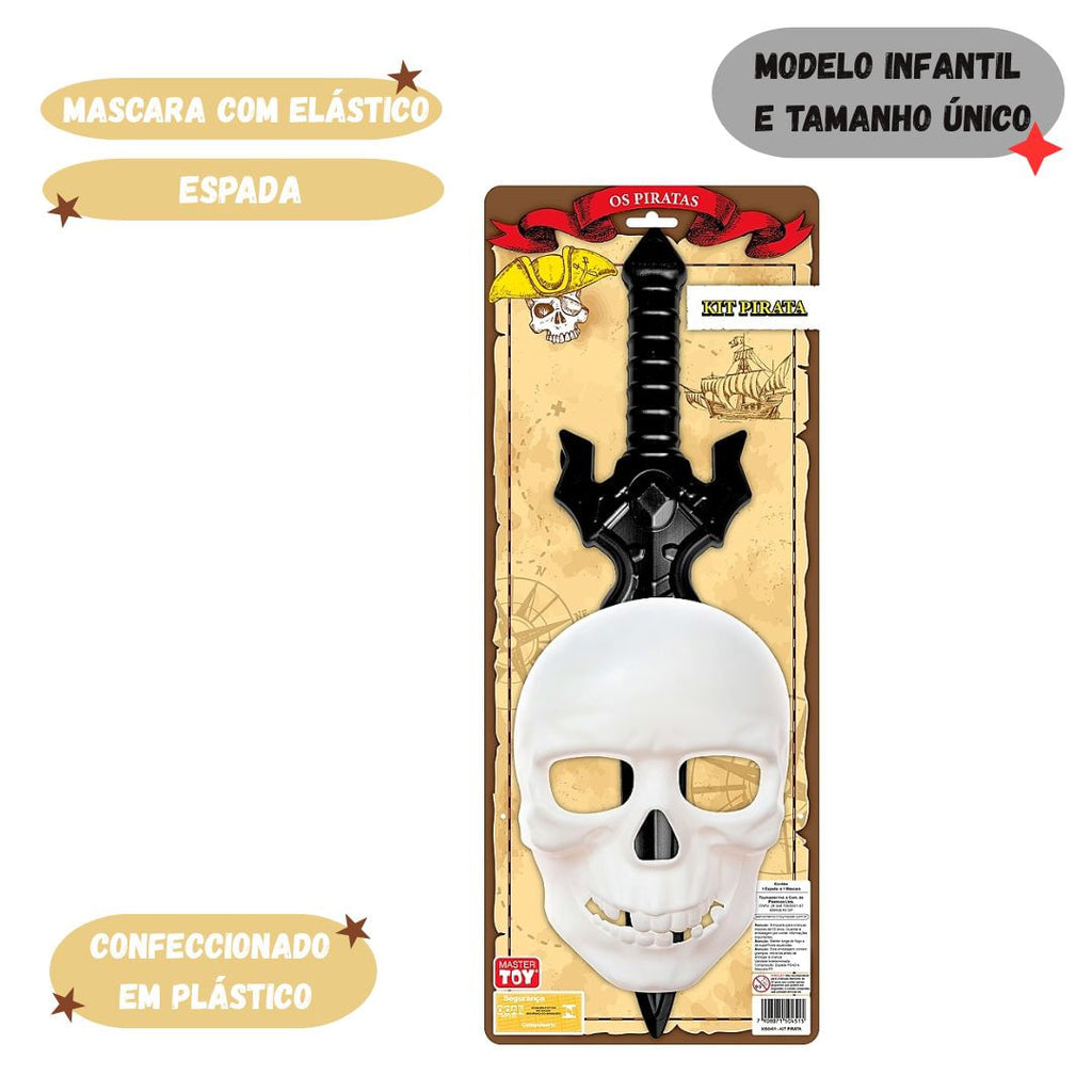 KIT PiRATA INFANTIL FANTASIA CARIBE ESPADA MASCARA 0451