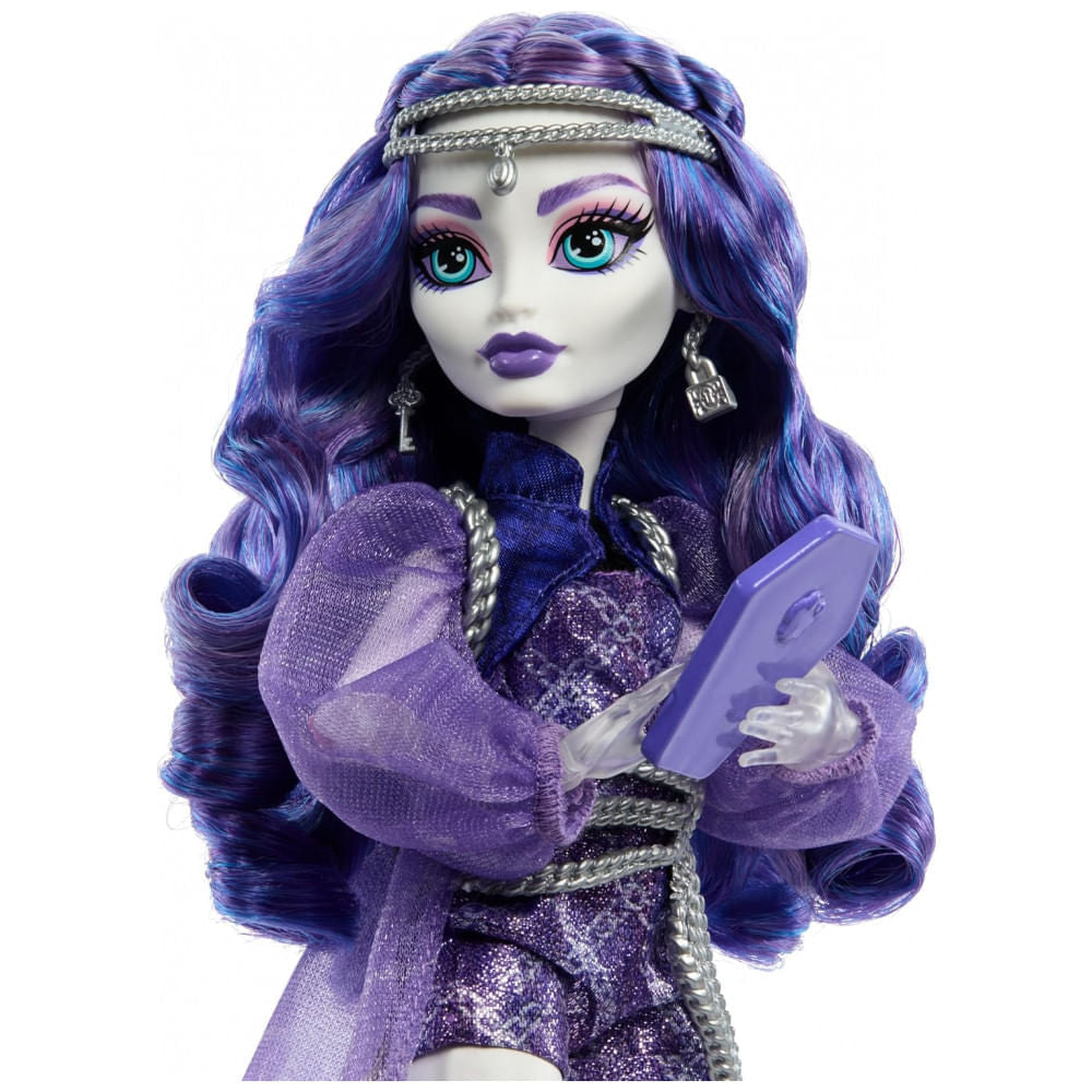 Boneca Monster High Spectra Vondergeist com Pet Ferret Rhuen e Acessórios Completo – Colecionável Articulada