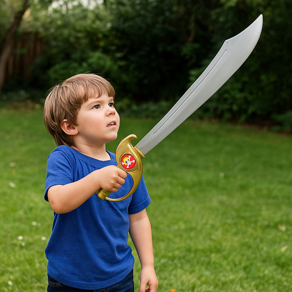 10 Super Espadas de Brinquedo Piratas Caribe Jack Sparrow Infantil Dourada 57cm