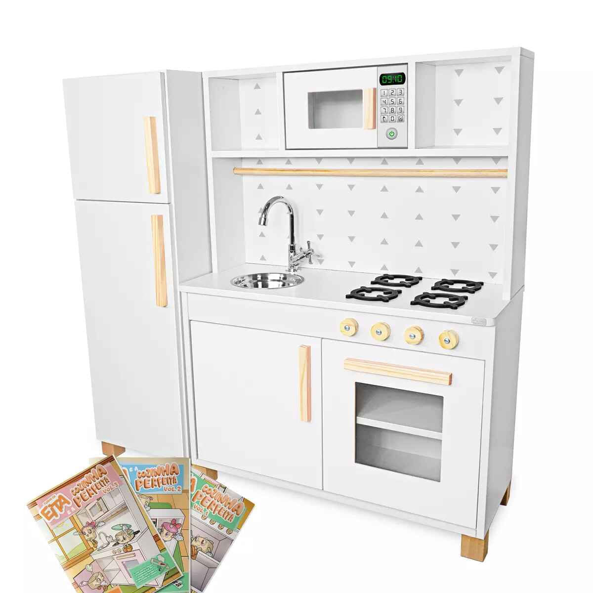 Kit Cozinha Infantil com Geladeira Branco