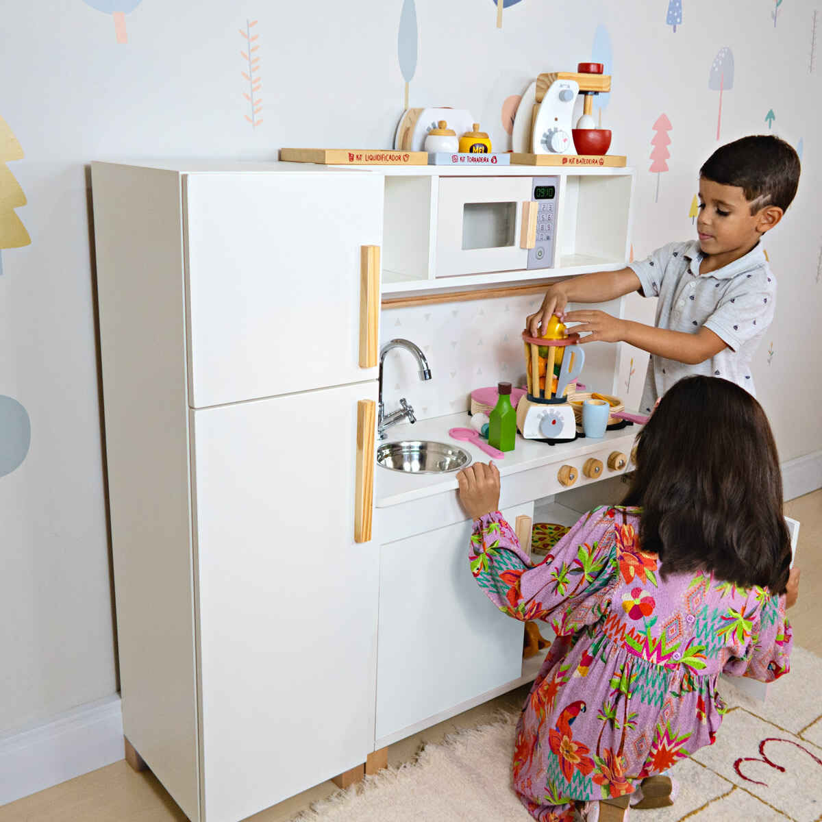 Kit Cozinha Infantil com Geladeira Branco