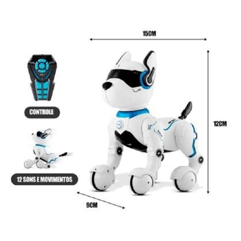 Cão Cachorro Robô Interativo 25 CM Smart Pet Mascote Multifuncional Com Controle Remoto – Candide