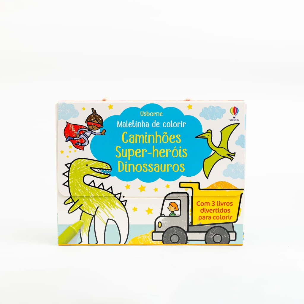 MALETINHA DE COLORIR: CAMINHÕES, SUPER-HERÓIS E DINOSSAUROS
