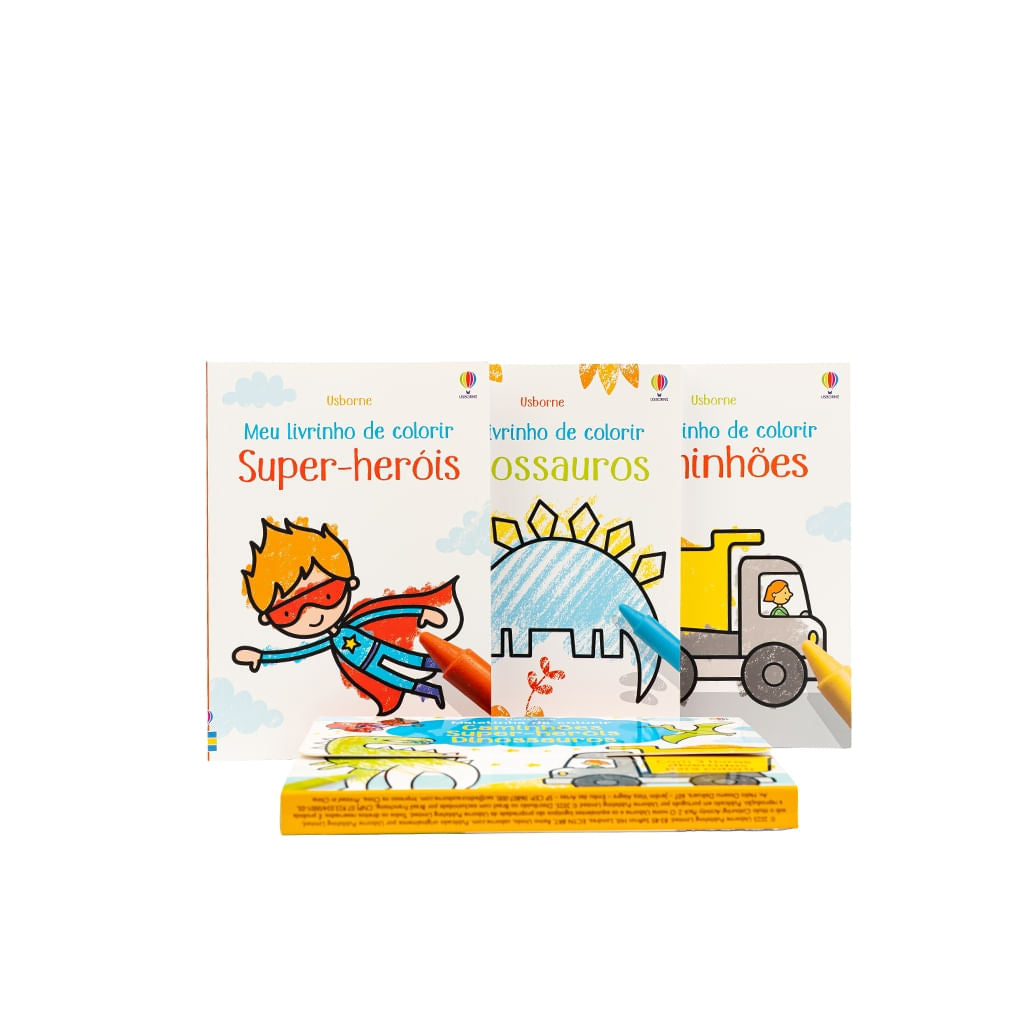MALETINHA DE COLORIR: CAMINHÕES, SUPER-HERÓIS E DINOSSAUROS