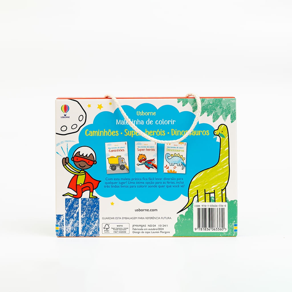 MALETINHA DE COLORIR: CAMINHÕES, SUPER-HERÓIS E DINOSSAUROS