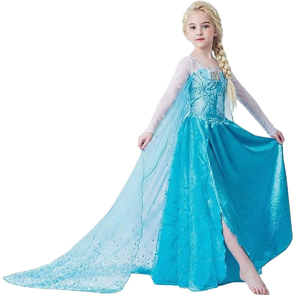 Fantasia Frozen Infantil Vestido Elsa Capa Longa e Brilhante