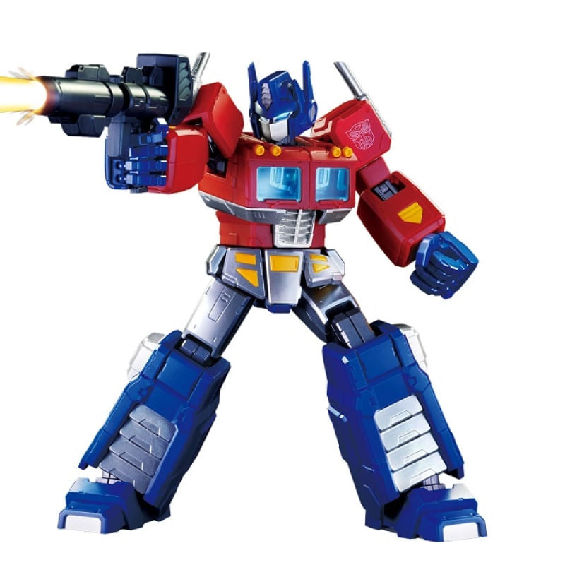 Blokees Model Kit Boneco Transformers Action Edition 01 G1 Optimus Prime - C/Luz 18Cm 45 articulações –188 pç