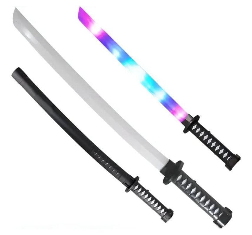 Brinquedo Espada Samurai Ninja Som E Luz Colorida Sensor De Movimento