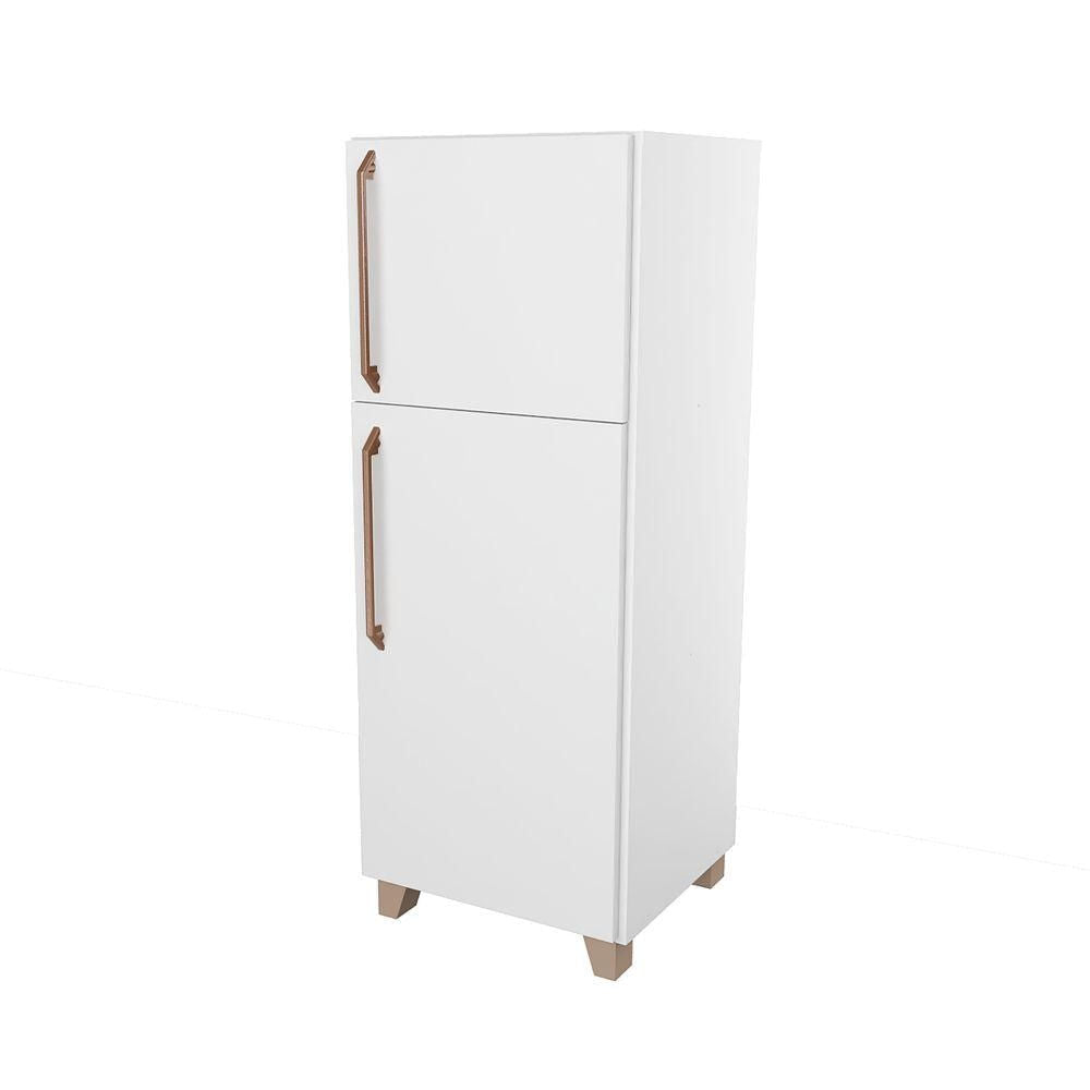 Mini Geladeira de Brinquedo Infantil MDF 15mm Design Moderno Branca Woodcore