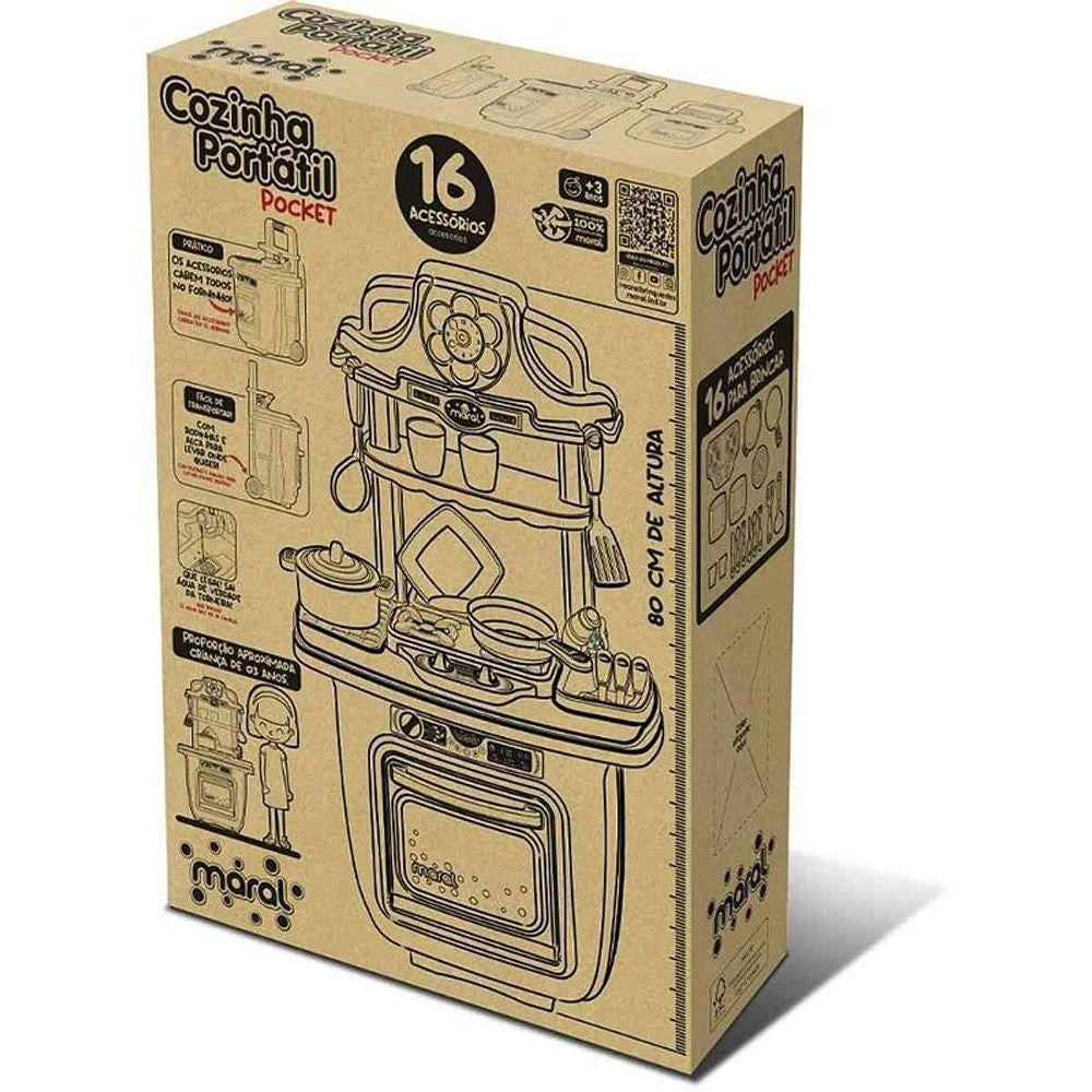 Cozinha de Brinquedo Pocket Desmontável com Maleta e Rodinhas Maral