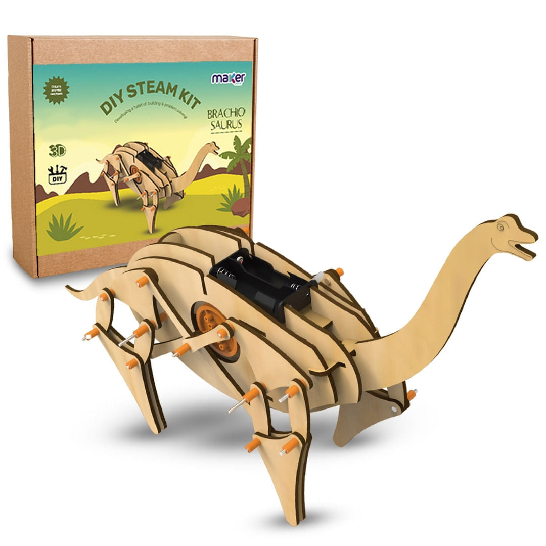 Kit de Robótica STEM Dinossauro Brachiosaurus MDF