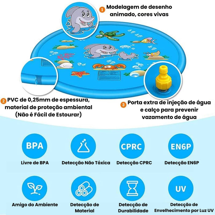 Tapete Aquático Infantil Golfinho com Pulverização - Diversão em Família