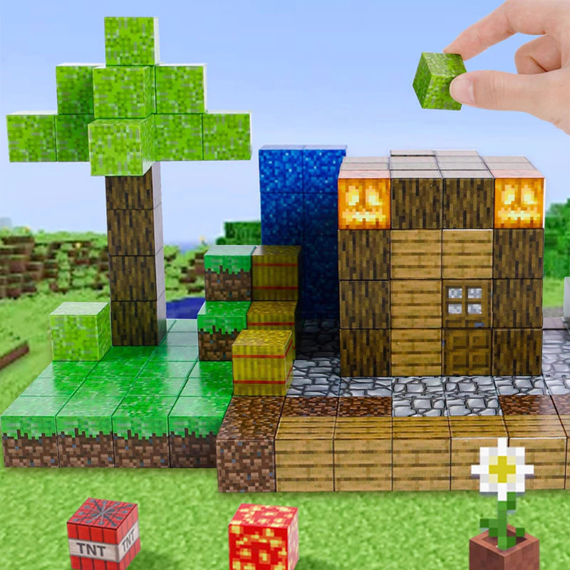 Mundo Minecraft + Minifigures de Brinde | 500PCS Magnéticas