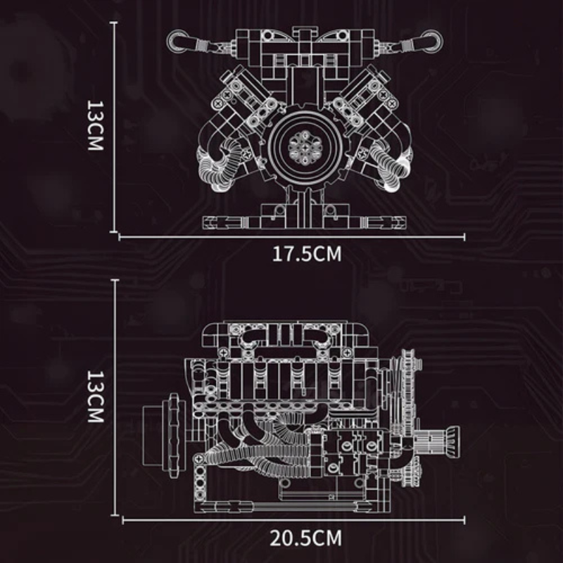 Motor V8 Engine Motorizado | 716PCS
