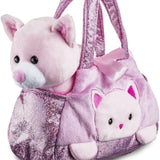 Pelúcia Cutie Handbag Gato Rosa c/ Bolsinha Multikids