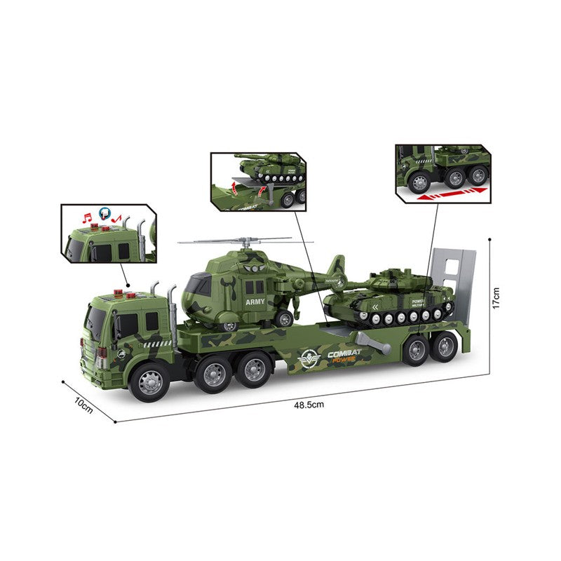 Caminhão Cegonha Militar com Dois Veículos 1:16 - Brink Center