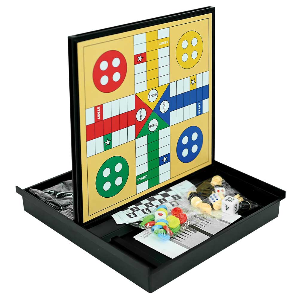 Jogo 4 em 1 Dama-Xadrez-Ludo-Gamão
