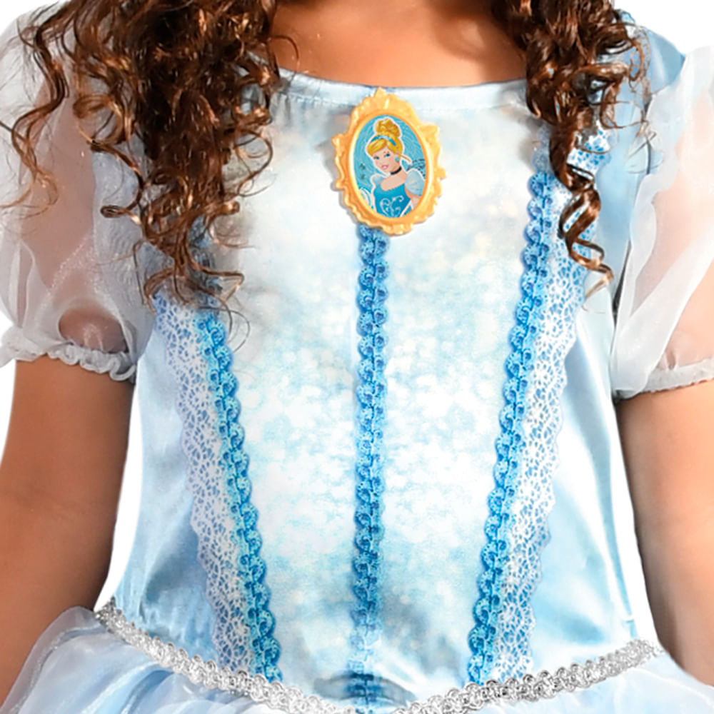 Fantasia Clássica - Princesas Disney - Cinderela - Tamanho M - Azul - Novabrink
