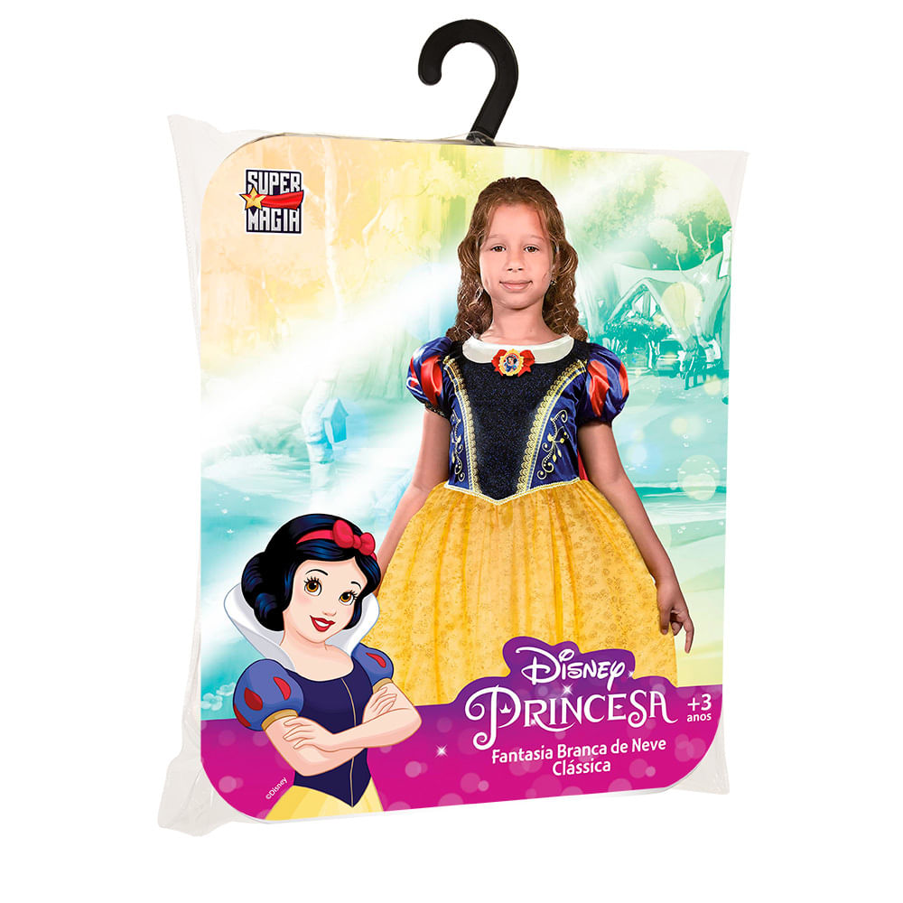 Fantasia Infantil Clássica - Princesas Disney - Branca de Neve - Tamanho P - Novabrink