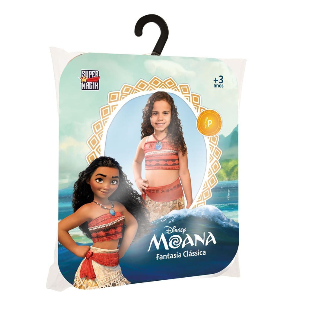Fantasia Infantil Clássica - Princesas Disney - Moana - Tamanho M - Novabrink
