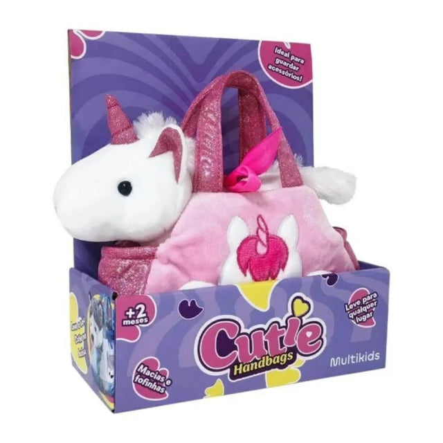 Pelúcia Cutie Handbag Unicórnio Rosa c/ Bolsinha Multikids