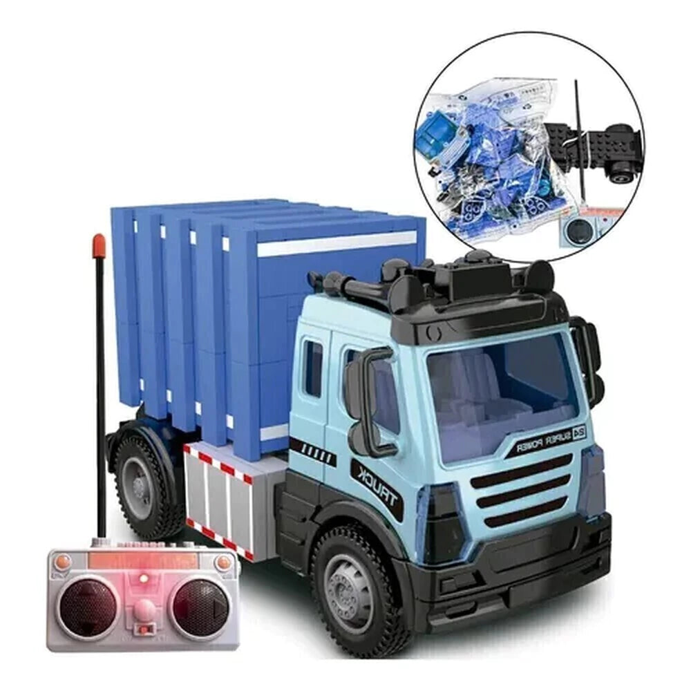 Blocos de Montar Caminhão Container Controle Remoto DM Blocks RC Trucks DM Toys DMT7224