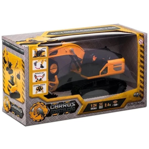 Trator Retroescavadeira Construção Controle Remoto 6 Funções Multikids BR2312