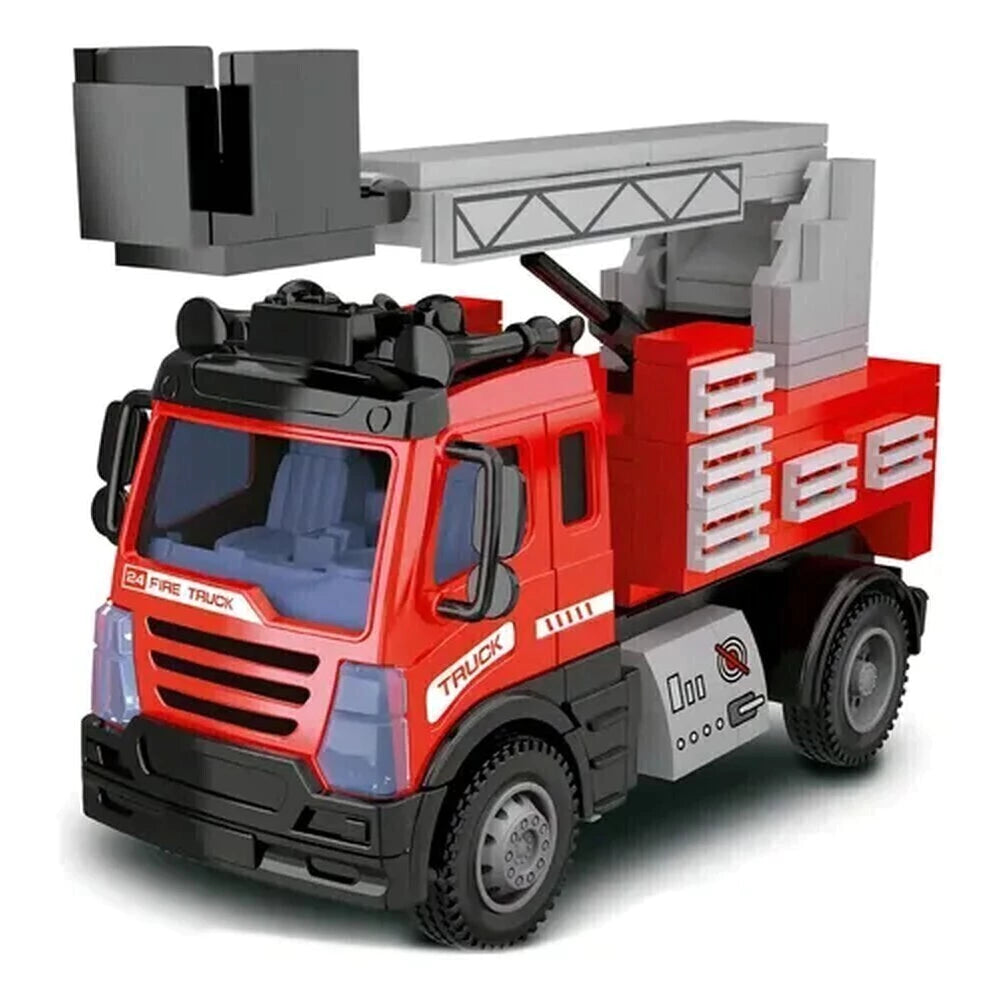 Blocos de Montar Caminhão de Bombeiro Resgate Controle Remoto DM Blocks RC Trucks DM Toys DMT7223