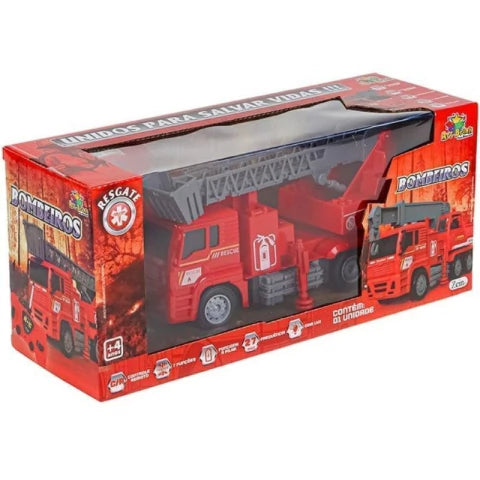 Caminhão Bombeiros Controle Remoto 7 Funções 24cm Escada Art Brink
