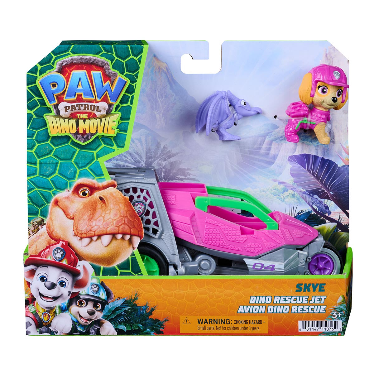 Jato da Skye + 2 Bonecos - Patrulha Canina: Uma Aventura Dino