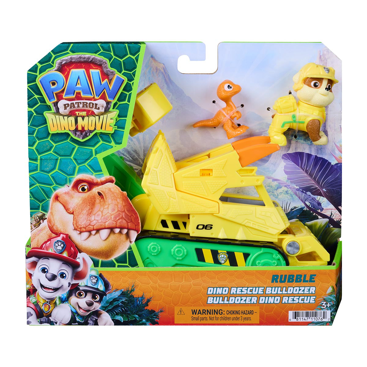 Bulldozer do Rubble + 2 Bonecos - Patrulha Canina: Uma Aventura Dino