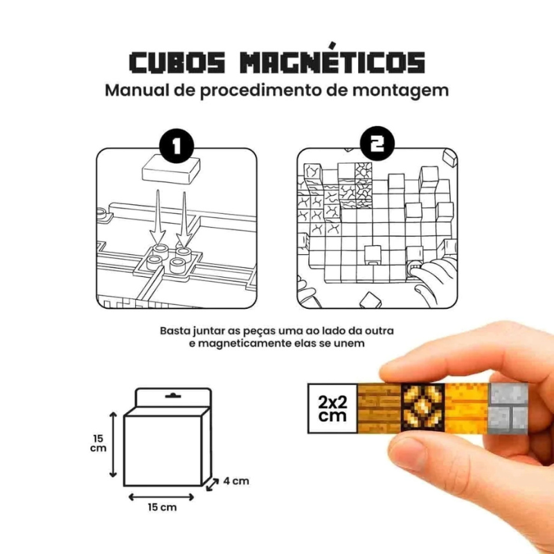 Praia Abelha - Blocos Magnéticos Minecraft | 128PCS